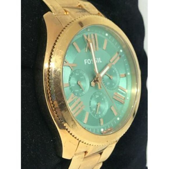 Fossil AM4540 Women's Watch Chronograph Green Dial Gold Stainless Steel D455 - Picture 3 of 7